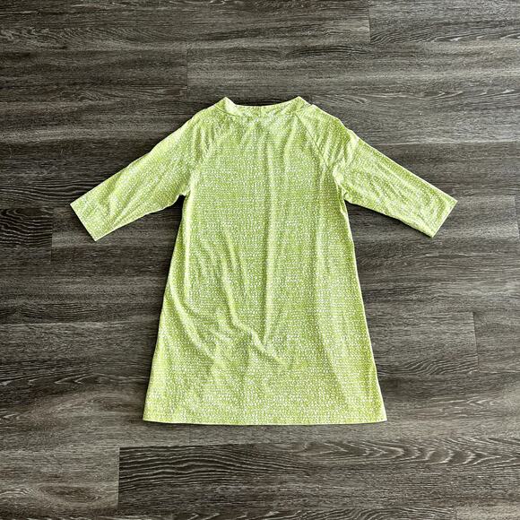 EUC Marimekko 100% Cotton Dress Medium Lime Green White Abstract Print Tunic - Picture 11 of 16
